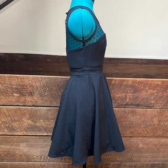 Vintage Y2K Delias Semi Formal Skater Dress w/ Polka Dot Mesh & Goth Vibes - Picture 7 of 10